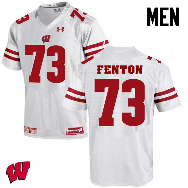 Men Winsconsin Badgers #73 Alex Fenton College Football Jerseys-White